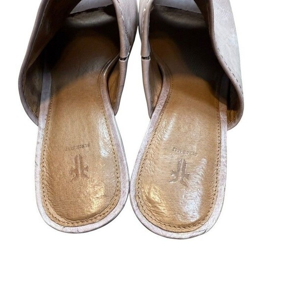 Frye Blake Chevron Wood Block Heel Women's Size 7M Open Toe Leather Mules Lilac - Picture 9 of 9